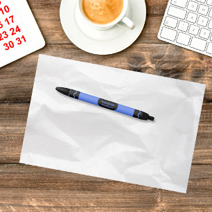 Blauwkleurige Crayon-logo Zwarte Inkt Pen