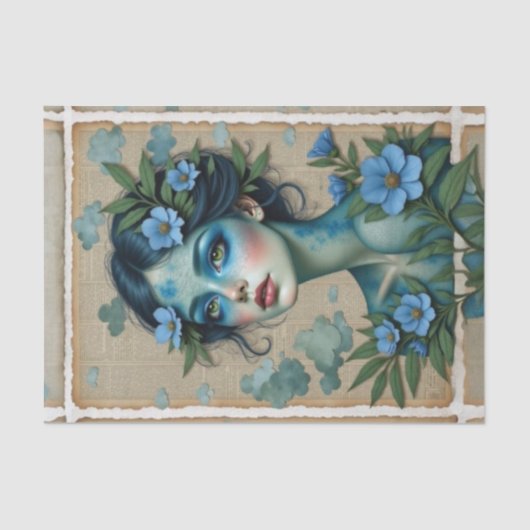 blauwkleurige dromer | Ontkoppelingspapier 🌧️💙 Tissuepapier (Voorkant)