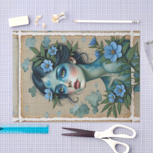 blauwkleurige dromer | Ontkoppelingspapier 🌧️💙 Tissuepapier (Craft)