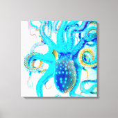 Blauwkleurige octopus canvas afdruk (Voorkant)