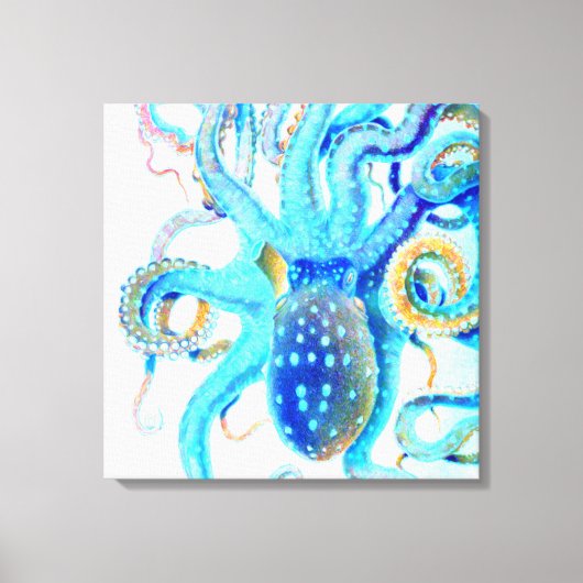 Blauwkleurige octopus canvas afdruk (Voorkant)