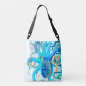 Blauwkleurige octopus crossbody tas (Achterkant)
