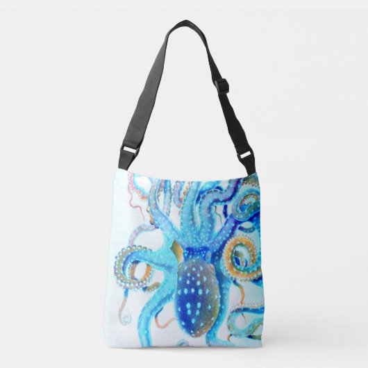 Blauwkleurige octopus crossbody tas (Voorkant)