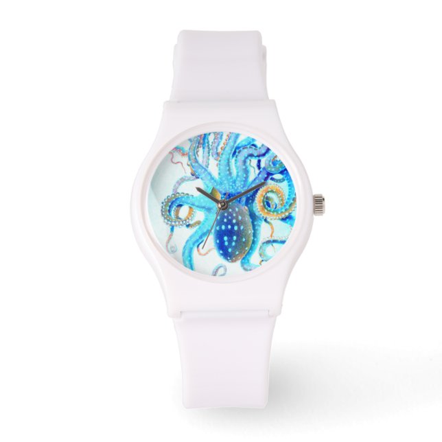Blauwkleurige octopus horloge (Voorkant)