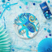 Blauwkleurige octopus papieren bordje (Feest)