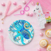 Blauwkleurige octopus papieren bordje (Feest)
