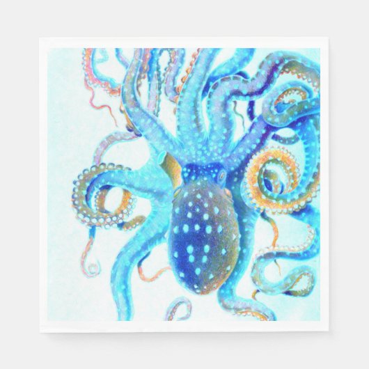 Blauwkleurige octopus servet (Voorkant)