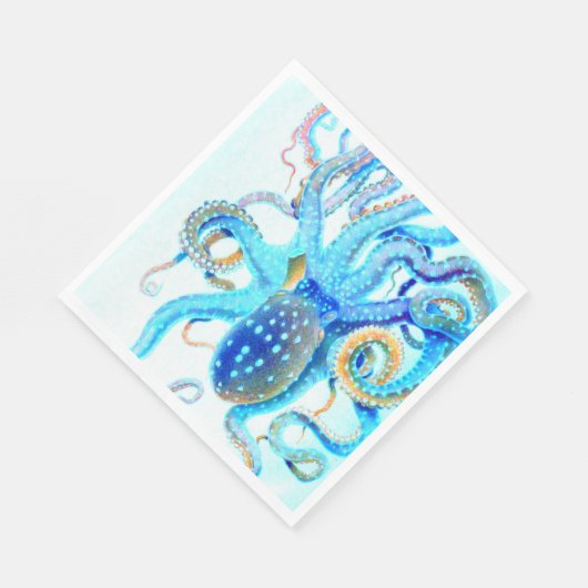 Blauwkleurige octopus servet (Hoek)