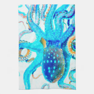 Blauwkleurige octopus theedoek