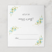 Blauwkleurige Rozen bruiloft Plaatskaartje (Buitenkant ongevouwen)