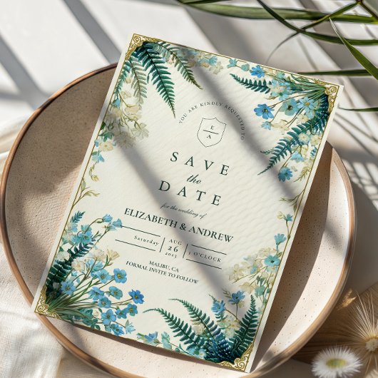 Blauwklokje Botanische Trouw in Vintage Stijl Save The Date