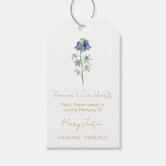 Blauwklokje Zaadpakket Funeral Gift Tags Cadeaulabel (Voorkant)