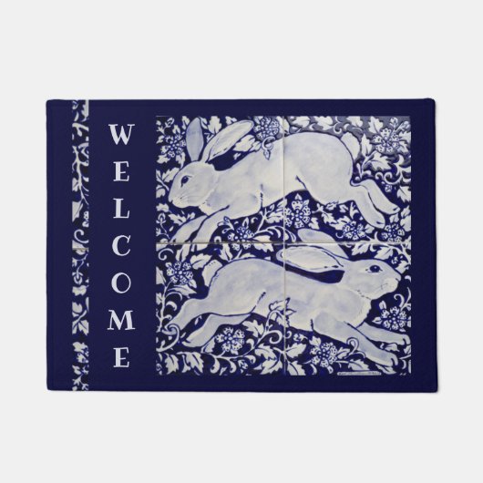 Blauwkonijn Bunny Welkom Elegant Tile Art Deurmat (Voorkant)