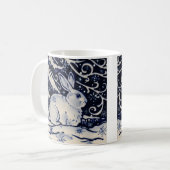 Blauwkonijn en Tegel Winterbos sneeuw Koffiemok (Voorkant links)