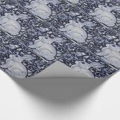 Blauwkonijn en wit konijn met vogeltegel cadeaupapier (Hoek)