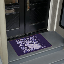 Blauwkonijn en witkonijn Vogel Welkom Floral Dedha Deurmat