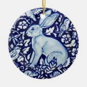 Blauwkonijn en witte konijn Hare Bunny-kerstbos Keramisch Ornament (Voorkant)
