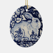 Blauwkonijn en witte konijn Hare Bunny-kerstbos Keramisch Ornament (Rechts)