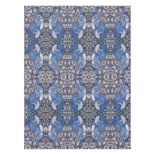 Blauwkonijn Floral Art Nouveau Tablecloth Tafelkleed (Voorkant)
