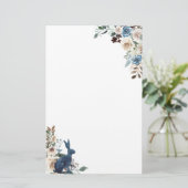 Blauwkonijn Floral Corner Briefpapier (Staand voorkant)