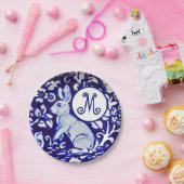 Blauwkonijn vogelpest Monogram Elegant Papieren Bordje (Feest)