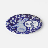 Blauwkonijn vogelpest Monogram Elegant Papieren Bordje (Gekanteld)