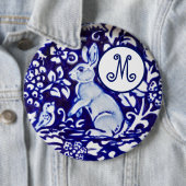 Blauwkonijn vogelpest Monogram Elegant Ronde Button 6,0 Cm (In situ)