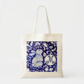 Blauwkonijn vogelpest Monogram Elegant Tote Bag (Voorkant)