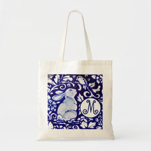 Blauwkonijn vogelpest Monogram Elegant Tote Bag (Voorkant)