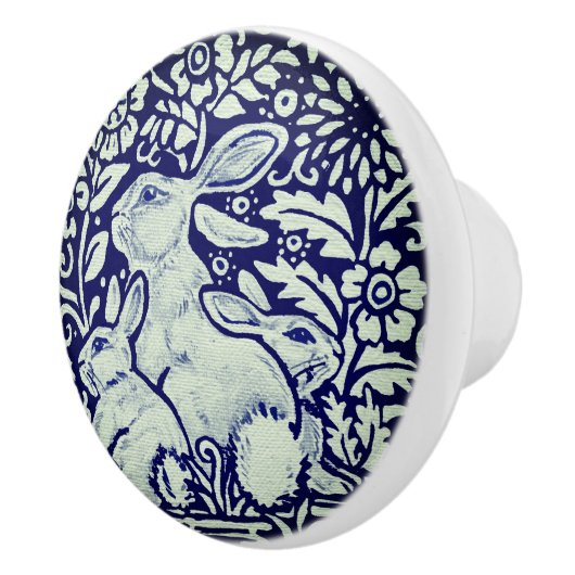 Blauwkonijnenfamilie Drager Pull Knob Dedham Keramische Knop (Rechts)