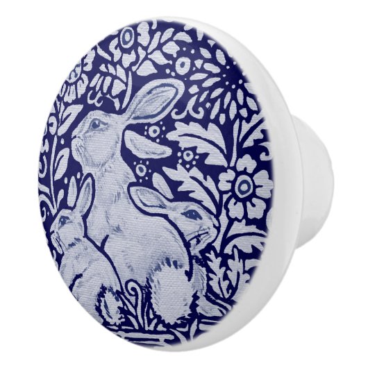 Blauwkonijnenfamilie Drager Pull Knob Dedham Keramische Knop (Rechts)