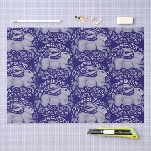 Blauwkonijnenvogelcirkel Morris Style Pattern Tissuepapier (Craft)