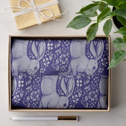 Blauwkonijnenvogelcirkel Morris Style Pattern Tissuepapier (Geschenk)