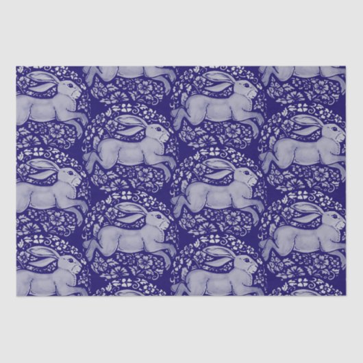 Blauwkonijnenvogelcirkel Morris Style Pattern Tissuepapier (Voorkant)