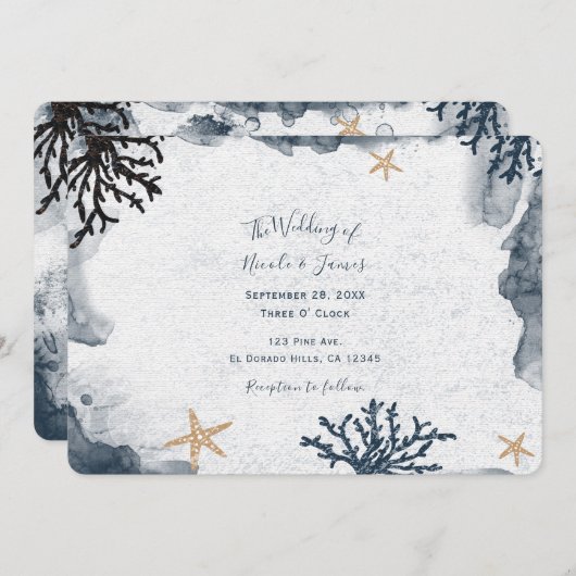 Blauwkoraal Waterverf legant Kaart (Voorkant / Achterkant)