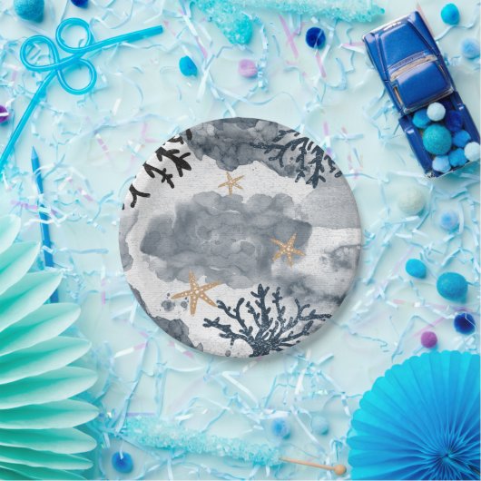 Blauwkoraal Waterverf legant Papieren Bordje (Feest)