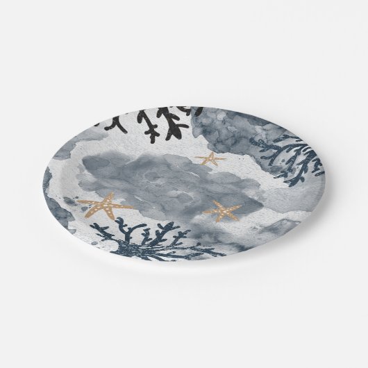 Blauwkoraal Waterverf legant Papieren Bordje (Gekanteld)