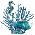 Blauwkoraalrif Staand Fotobeeldje<br><div class="desc">Acrylfotosculptuur van blauw koraal beschutting voor een blauw zeepaardje dat glanzend blauw is en een mooie blauwe vis met lichtblauwe topaz luchtbellen. Dit is een geweldig stuk onder het Zee partijdecor dat overal kan worden gebruikt, zelfs in een middelpunt! Zie bijpassende acrylfoto-beeldhouwpin, sleutelhanger, magneet en ornament. Zie het volledige Onder...</div>
