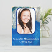 Blauwkristal foto afstuderen kaart (Staand voorkant)