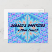 Blauwkristalsnowflak Feestdagenkaart (Voorkant / Achterkant)