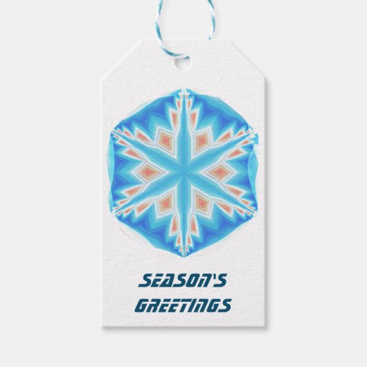 Blauwkristalsnowflake kerstlabels cadeaulabel (Voorkant)