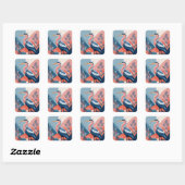 blauwkuifreigerstickers vierkante sticker (Vel)