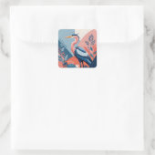 blauwkuifreigerstickers vierkante sticker (Tas)