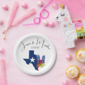 Blauwkussens Blauw bloemenboho Waterverf Bruilofte Papieren Bordje (Feest)