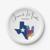 Blauwkussens Blauw bloemenboho Waterverf Bruilofte Papieren Bordje (Voorkant)