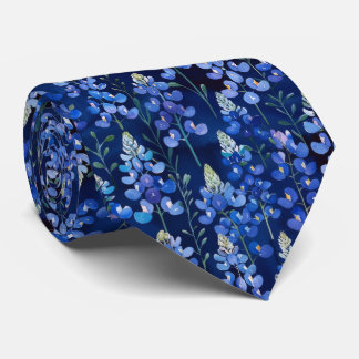Blauwkussens - Donkerblauw Texas Bloemen Stropdas