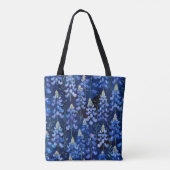 Blauwkussens - Donkerblauw Texas Bloemen Tote Bag (Achterkant)