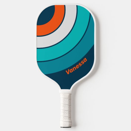 Blauwkwispel Echo Cirkel Streep met Naam Pickleball Paddle (Voorkant)