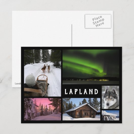 Blauwlandschappen zwarte lijst collage briefkaart (Voorkant / Achterkant)