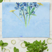 Blauwmaannetten op blauwe achtergrond theedoek (Gevouwen)